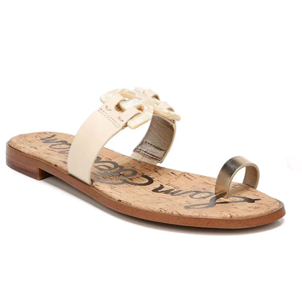 Sam Edelman Summer Gold Sand Leather Eaden Slide Sandal Size 6.5